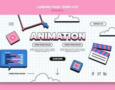 Landing page for computer animation