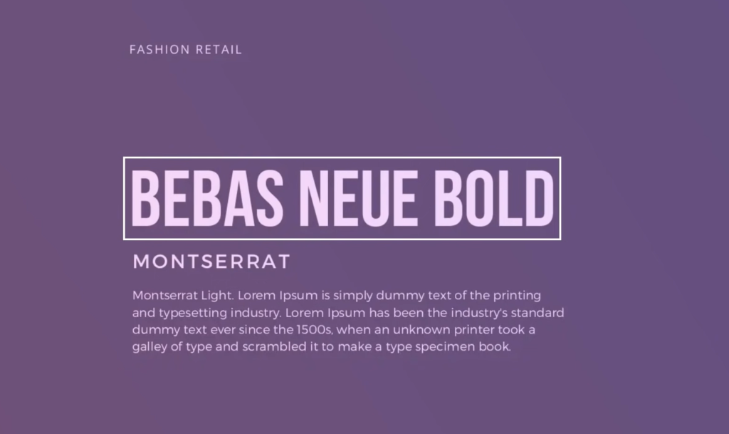 Montserrat font and text below on a dark purple background