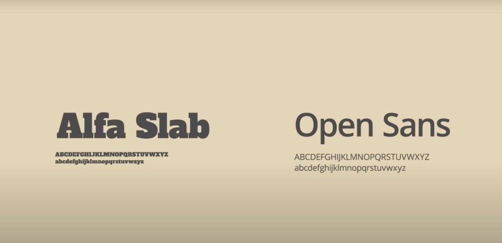 Alfa Slab and Open Sans fonts